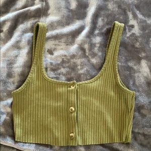 Topshop olive green crop tank top